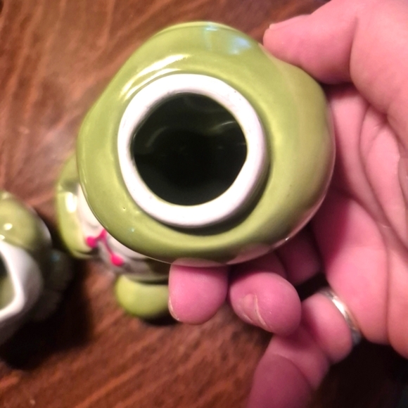 Vintage NC Cameron & Sons Ceramic Green Lady And Man Frog Sugar Bowl & Creamer - Picture 7 of 10